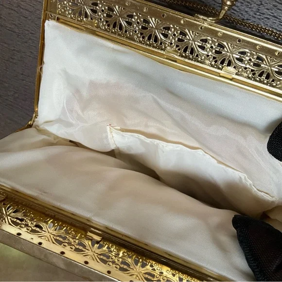 Lot of 2 purses BUNDLE Elegant White and Gold Women's Bag Set Vintage beaded - Picture 8 of 12